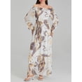 thumbnail image 5 of Michellecmm Women's Summer Belted Dress Off Shoulder Long Sleeve Abstract Print Long Dress Chiffon Dress, 5 of 9