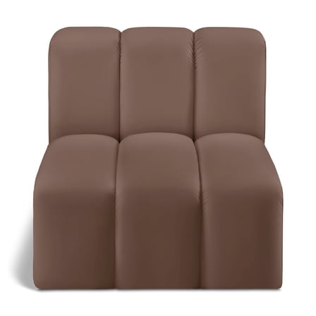 Meridian Furniture Arc Brown Vegan Leather Straight Chair