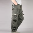 thumbnail image 3 of Pantalones largos para hombre, pantalones deportivos casuales con bolsillos cargo y cordones, pantalones largos tipo lápiz, pantalones de algodón y poliéster para hombre, 3 of 8