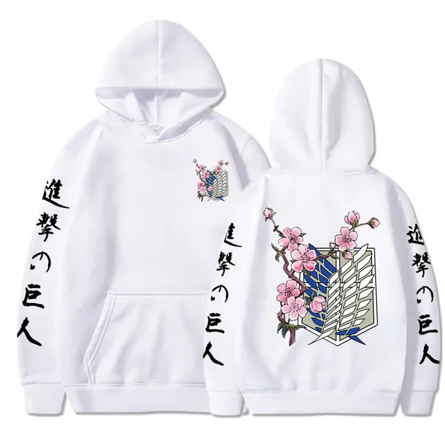 Hot Anime Attack On Titan Wings Of Liberty Sakura Wings of Liberty gráfico hombres mujeres sudaderas con capucha de talla grande sudadera ropa de calle