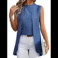 thumbnail image 2 of Camisetas Sin Mangas Informales de Negocios para Mujer, Atuendos de Verano Sin Mangas, Camisas de Trabajo Elegantes y de Moda de 2025. Azul XL, 2 of 9