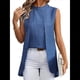 thumbnail image 2 of Camisetas Sin Mangas Informales de Negocios para Mujer, Atuendos de Verano Sin Mangas, Camisas de Trabajo Elegantes y de Moda de 2025. Azul S, 2 of 9
