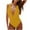 Yellow, variant on Summer Fashion One Piece Tankini Swimsuit for Womens Plus Size Solid Color V Neck Lace Up Backless Tight Fitting Bikini Swimsuit