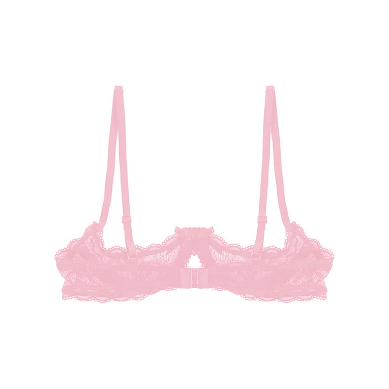 iiniim Woman's Lace Sheer Push Up Shelf Bra Lingerie Underwired Balconette  1/4 Cup Hollow Out Bralette