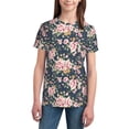 thumbnail image 3 of Wukai Vintage Floral Youth Unisex Short Sleeve T-Shirt for Boys, Girls, Teens, and Kids-Small, 3 of 7