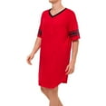 thumbnail image 2 of SWSMCLT Men's Summer Robe Short Sleeve Nightshirt Cotton Knee Length Pajama Sleep Shirt Cool V Neck Soft Sleeping Loose Red XX-Large, 2 of 4