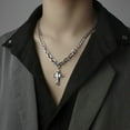 thumbnail image 2 of Silver Plated Link Cross Necklace,Curb Chain Cross Necklace,Simple Cross Hip Hop Jewelry, 2 of 6