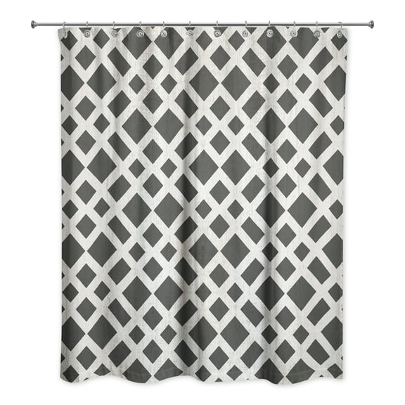 Creative Products Gray White Wood Fence Pattern 71x74 Shower Curtain
