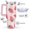 thumbnail image 3 of 40oz Cute Red Strawberry Stainless Steel Flip Straw Tumbler Spill Proof Travel Cup Double Wall Vacuum Insulated Coffee Mug with Top Handle, 3 of 6