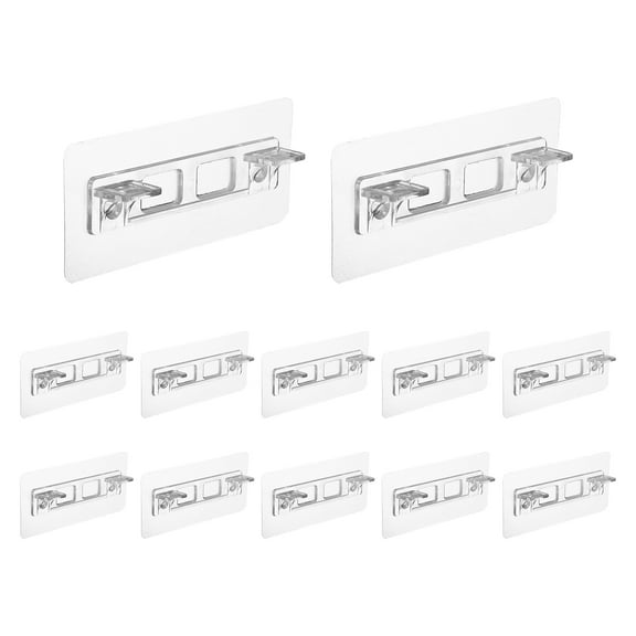 Uxcell 12 Pcs Plastic Shelf Support Peg, Double Row Self Adhesive Bracket with Screw Holes, Clear Partition Pin