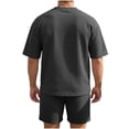 thumbnail image 6 of hotojiny Mens 2 Piece Outfits Summer Textured T-Shirt and Drawstring Shorts Set Comfortable Short Sleeve Travel Outfit(Black,X-Large), 6 of 6