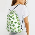 thumbnail image 6 of XMXT Waterproof Gym Bag, Lucky Grass Pattern Drawstring Backpack for Men, s Green, 6 of 8