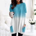 thumbnail image 2 of WEAIXIMIUNG Chemises à Manches Longues pour Femmes Col en V pour le Travail Femmes Automne et Hiver Mode Décontractée Col Rond Manches Longues T-Shirt Haut Poche Manches Bouffantes Imprimé Haut, 2 of 4