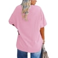 thumbnail image 3 of Langwyqu Solid Color V Neck Women Plus Size Casual Tee Shirt Loose Fit Tunic Tops, 3 of 5