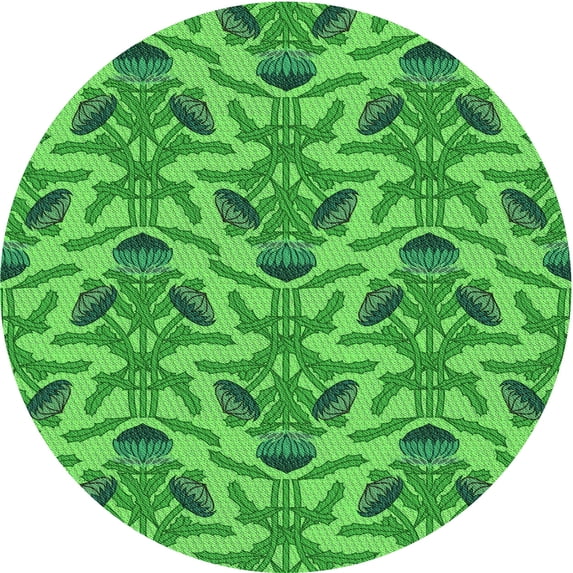 Ahgly Company Indoor Round Patterned Neon Green Area Rugs, 6' Round