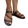 thumbnail image 3 of Kayannuo Women's Sandals Womens Flat Sandals Women's Plus-size Flat Casual One Line Comfortable Buckle Beach Slippers Gifts for Women, 3 of 6