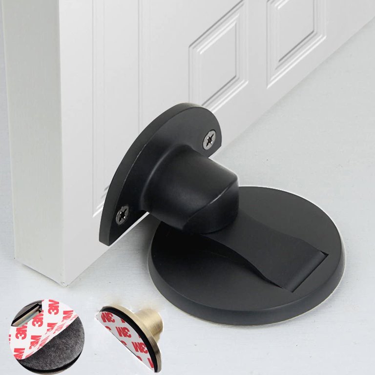 Magnetic Door Stop,Magnetic Door Stopper Brushed Satin Nickel,Floor Metal  Magnetic Door Catch Invisible Door Holder with Adhesive,Stainless Steel