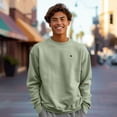 thumbnail image 3 of Dalix Astronaut Embroidery Relaxed Crewneck Sweatshirt Soft Fleece Fit Lounge Mens in Oil Green S Small, 3 of 5
