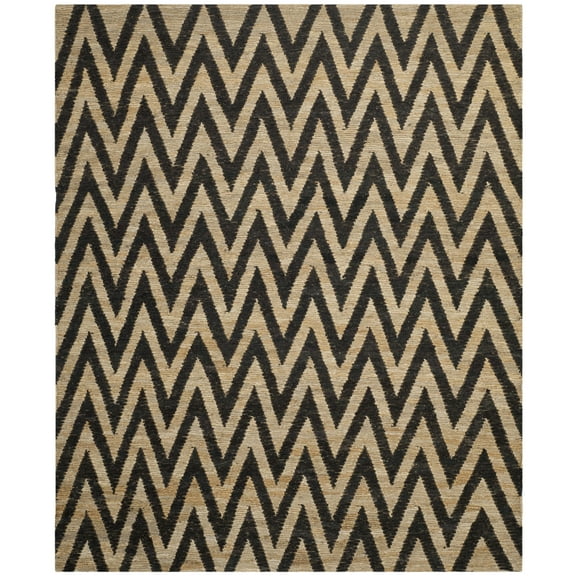 SAFAVIEH Organic Glanville Chevron Jute Area Rug, Black/Natural, 6' x 9'