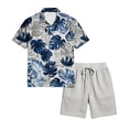 thumbnail image 5 of Men's Summer Vacation 2 Piece Outfits Hawaiian Beach Cruise Button Down Shirts Shorts Sets Travel Clothes, 5 of 6