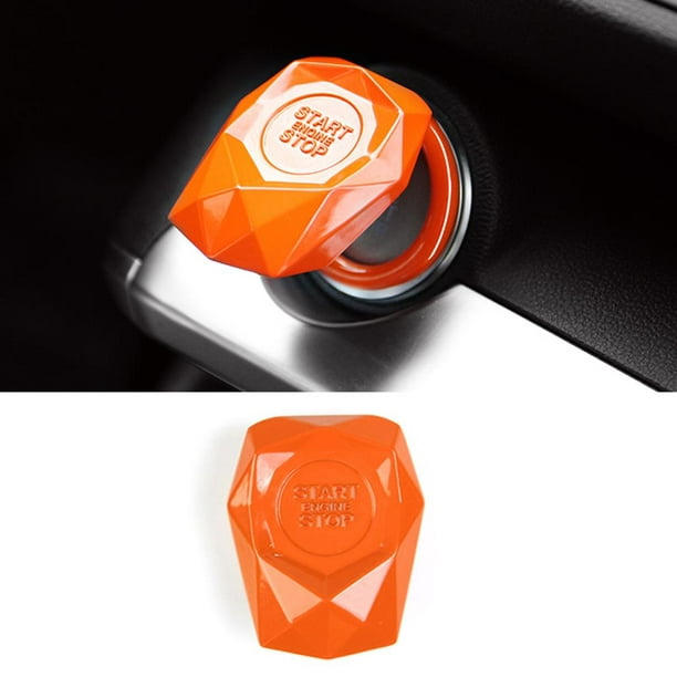Couvercle de bouton de démarrage de voiture orange, couvercle de protection  de bouton poussoir de moteur, décoration de protection de commutateur  d'arrêt de démarrage de moteur automatique universel 