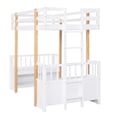 thumbnail image 5 of DSstyles Twin Size Loft Bed With 2 Seats Twin Size Bed Frame With Guardrail Ladder Storage Shelves For Teens Boys Girls No Box Spring Required, 5 of 9