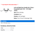 thumbnail image 2 of Left and Right Door Handle Set 2 Piece - Compatible with 1970 - 1972 GMC Jimmy 1971, 2 of 2