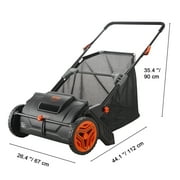 VEVOR Push Lawn Sweeper, 21in. Leaf & Grass Collector, Strong Plastic Wheels & Heavy Duty Thickened Steel Durable to Use with Large Capacity 3.5 Cu. ft. Mesh Collection Hopper Bag, 2 Spinning Brushes