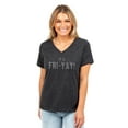 thumbnail image 2 of It's FRI-YAY Women's Fashion Relaxed V-Neck T-Shirt Tee Charcoal Grey Small, 2 of 3