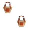 thumbnail image 3 of Minnieouse Bolso de playa de tamaño elegante y ecológico, bolso de paja para mujer, bolso clásico Simple a la moda para mujer, color natural S color natural S 2Conjunto, 3 of 6
