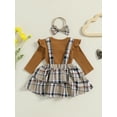 thumbnail image 4 of Baby Girl Christmas Clothes Plaid Outfits Rib Long Sleeve Rompers Overall Skirts Dress Headband 3Pcs Cute Clothes Set, 4 of 8