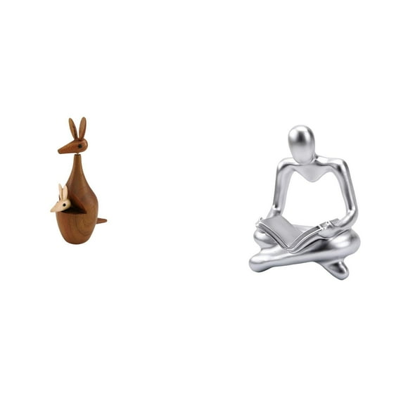 Tnarru Thinker Wood Sculpture Creative Animal Figurine Abstract Party Favor for Bedroom Living Room Bookshelf Decor