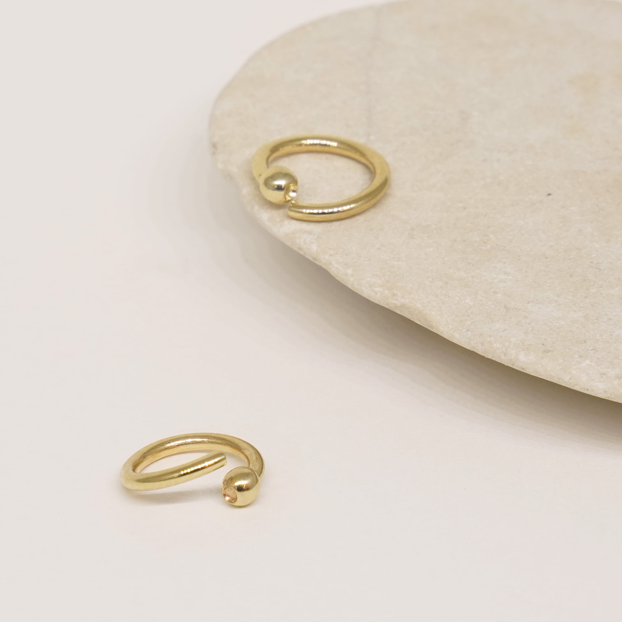 14K REAL Solid Gold CZ Hoop Earring Body Clicker Ring Piercing Jewelry 16 Gauge