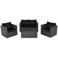 thumbnail image 2 of Costway 4PCS Patio Rattan Furniture Set Cushioned Sofa Chair Coffee Table Black, 2 of 9