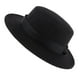 thumbnail image 3 of Sombrero de fieltro para hombre y mujer, sombrero fedora Panamá de ala ancha con banda, lana Negro, 3 of 9