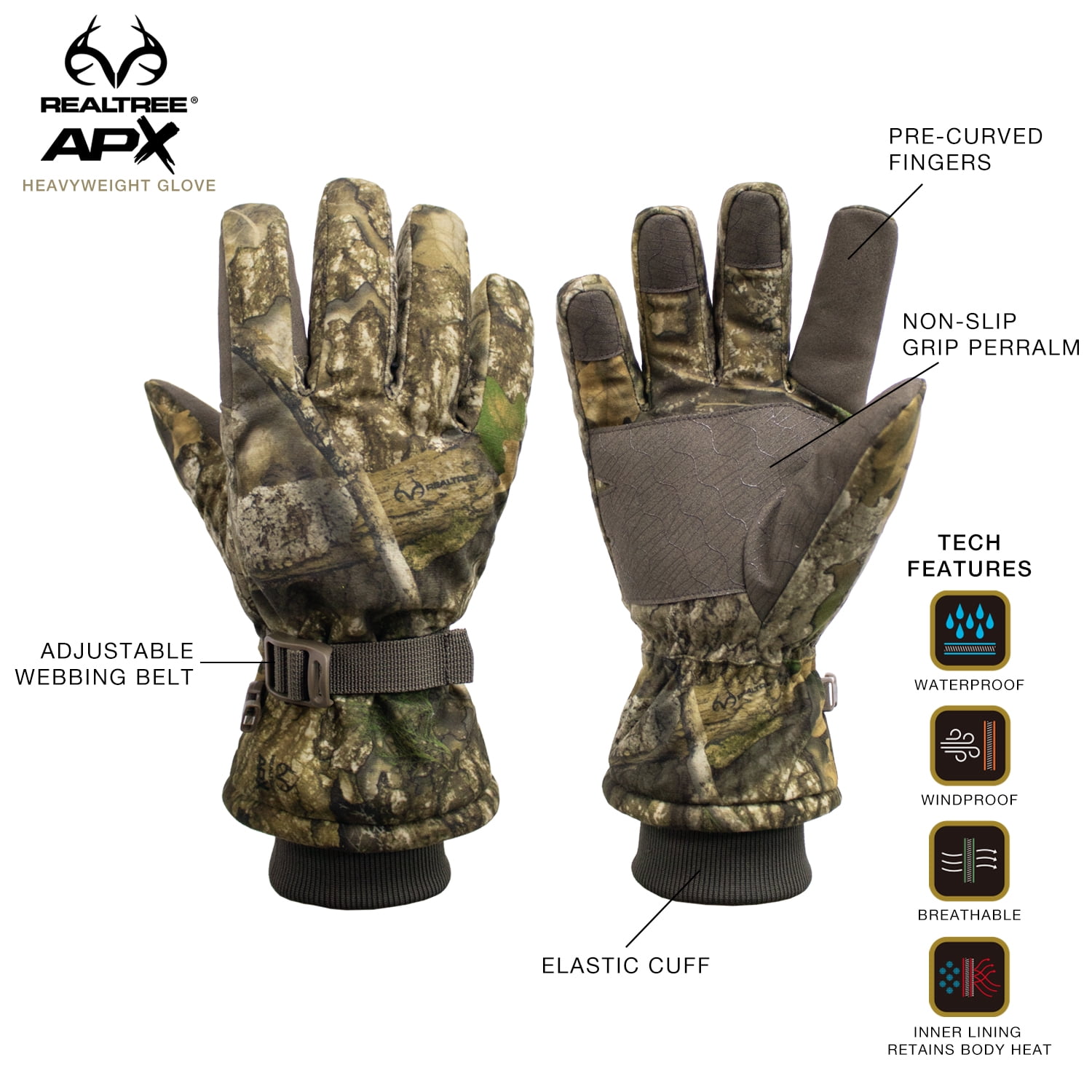 Realtree APX Heavyweight Men's Camo Hunting Gloves L/XL