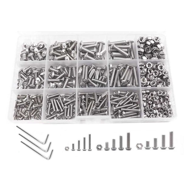 Riwesomey Tornillos M3 de 500 piezas, pernos de reparación de acero inoxidable multiusos, tuercas con caja de almacenamiento, accesorio de cabeza Herramientas y ferretería Riwesomey TO009869-00