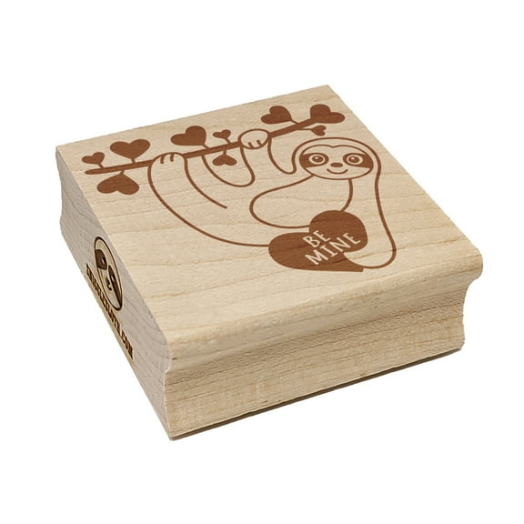Valentine's Day Sloth Love Anniversary Square Rubber Stamp Stamping Scrapbooking Crafting - Small 1.25in