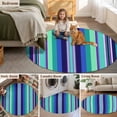 thumbnail image 5 of Mexican Style Round Area Rug 8Ft Washable Large Circle Rugs for Living Room Dorm, Colorful Mexico Stripes Teal Blue Non-Slip Carpet Floor Mats Indoor Outdoor Carpet Runner Aesthetic Home Decor, 5 of 8