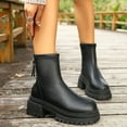 thumbnail image 2 of Dasayo Ankle Boots for Women Chunky Black Low Heel Faux Leather Round Toe Comfy Casual Boots Womans Shoes 41, 2 of 9