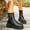 Black, variant on Black Women'S Ankle Boots Solid Color Winter Casual Round Toe Back Zipper Thick Sole Chunky Low Heel Non Slip Warm Daily Outdoor Wear Size 39