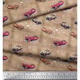 thumbnail image 2 of Soimoi Brown Heavy Satin Fabric Text & Motor Vehicle Vintage Decor Fabric Printed Yard 54 Inch Wide, 2 of 3