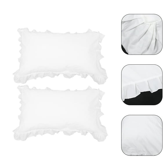 LEORX 1 Pair of Ruffled Pillow Cases Bedding Cotton Pillow Covers for Bedroom