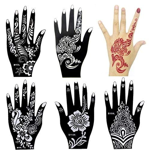 Kit de plantillas de tatuajes de henna para Navidad para mujeres y niñas, arte a mano