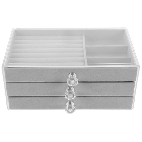 HAKIDZEL Jewellery Box Organizer Jewelry Organizer Box Light Grey Plastic 1Set Easy Access