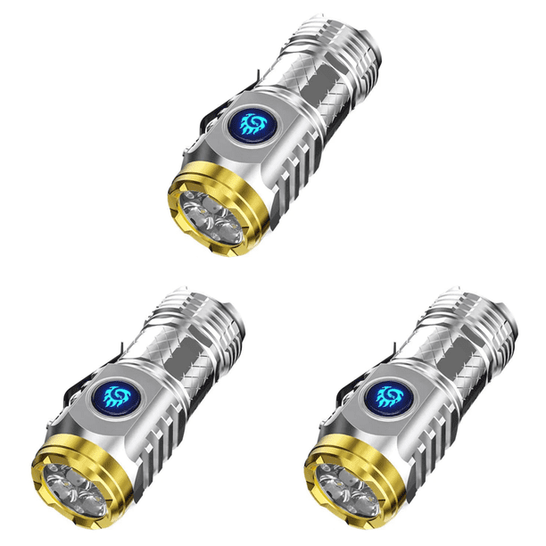 Linterna LED brillante tipo C recargable de 5 modos Linterna impermeable Plata