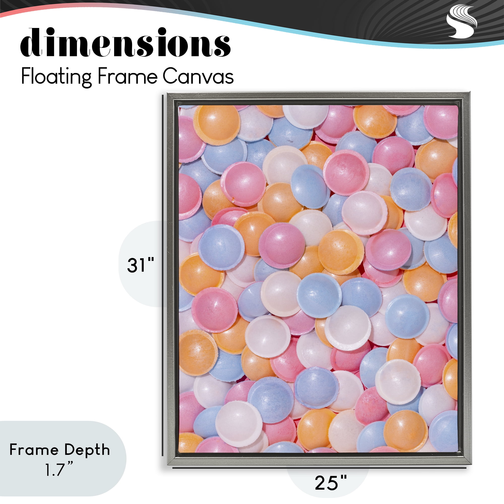 Stupell Industries Retro Pastel Candies Gray Framed Floater Canvas Wall Art, design by LISH Creative