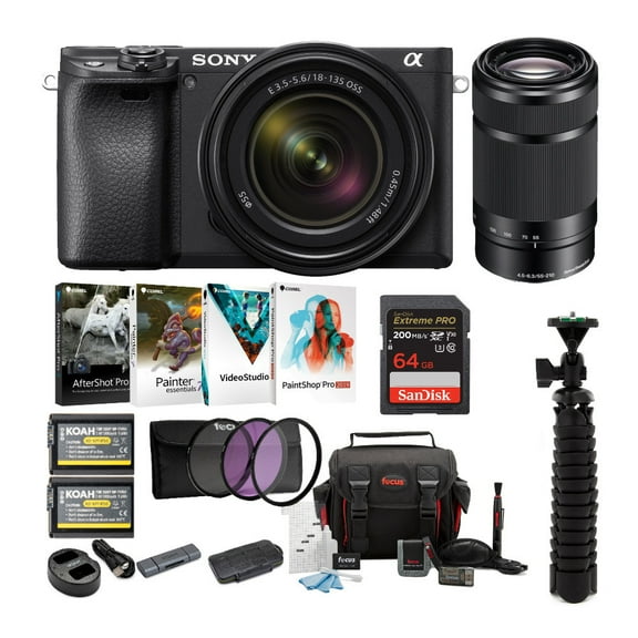Sony a6400 Mirrorless Digital Camera with 18-135mm and 55-210mm Lens Bundle