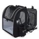 thumbnail image 1 of Bolsa Transportín para Gatos Cachorros Mochila Extensible para Perros Pequeños con Colchón de Felpa Extraíble, Red Transpirable, Espaciosa, Plegable, para Viajes en Tren/Coche/Restaurante/Avión, Gris, 1 of 5