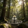 thumbnail image 6 of 2-Tier Cascading Solar Hanging Bird Bath Fountain, 18" Clear Glass Tray with Chains, 2-in-1 Feeder, 6 of 6